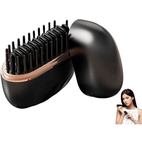 Travel hair straightener brush - straightener,
